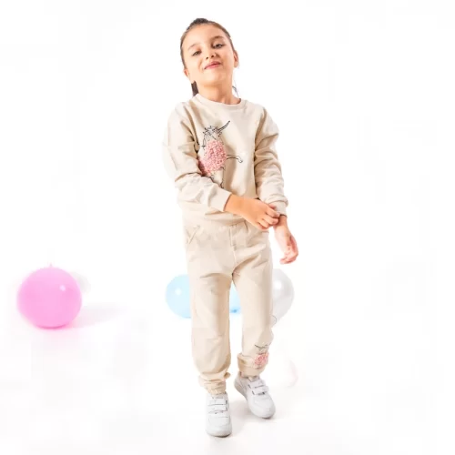 Overdo Kids Bej Kız Çocuk Eşofman Takım
