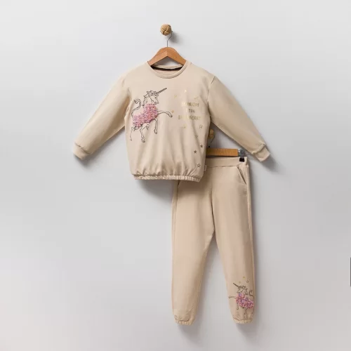 Overdo Kids Bej Kız Çocuk Eşofman Takım