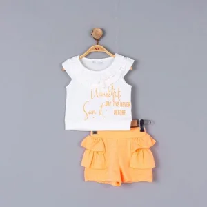 Nk Kids Ekru Oranj Kız Çocuk Şortlu Takım