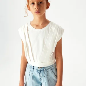 NK Kids Ekru Kız Çocuk Pileli Bluz