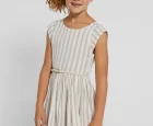 Mayoral Ekru Kız Çocuk Kemerli Elbise