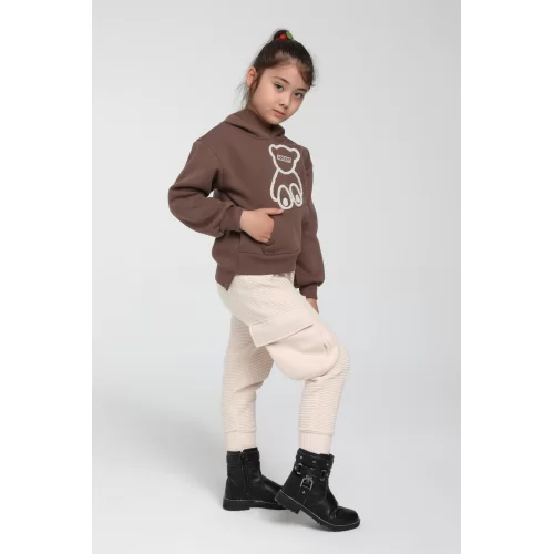 Escabel Kahve Unisex Çocuk Kapşonlu Sweat