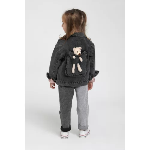 Escabel Siyah Kız Bebek Ayıcıklı Ceket