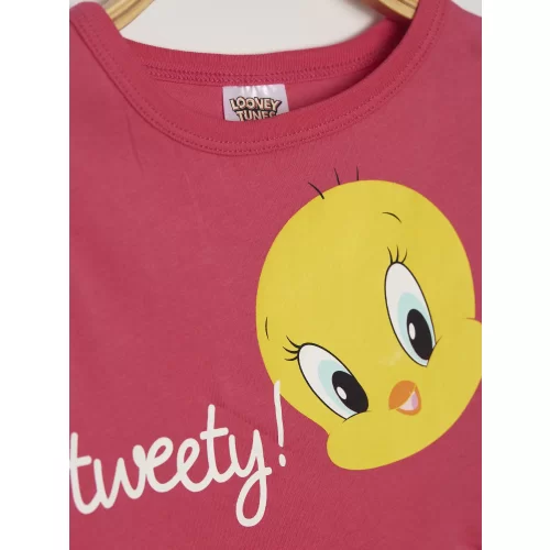 Looney Tunes Tweety Pembe Kız Çocuk Penye Elbise