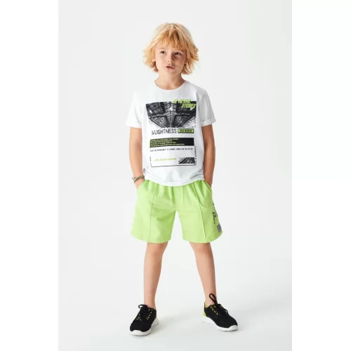 NK Kids Beyaz Yeşil Erkek Çocuk T-Shırt