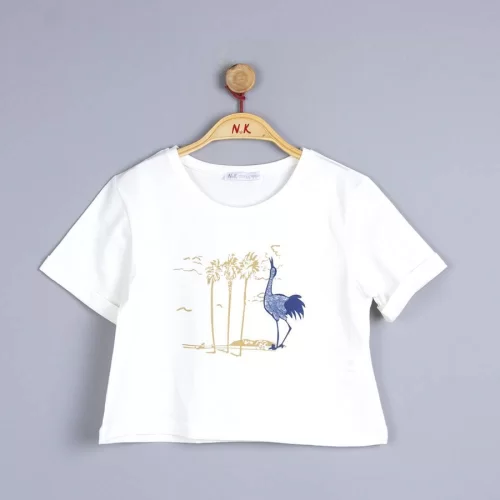 NK Kids Ekru Mavi Kız Çocuk Badi