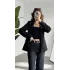Kadın Siyah Oversize Blazer Ceket Tek Düğmeli Klasik Ofis Ceketi Şık Günlük Kumaş Ceket