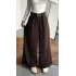 Kadın Kahverengi Gizli Kemerli Ekstra Bol Wide Leg Pantolon Yüksek Bel