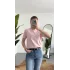 Kadn Açık Pembe Bisiklet Yaka Kısa Kollu Full Likralı Esnek Bluz Body