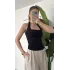 Kadın Siyah Boyundan Bağlamalı Korse Bluz - Kare Halter Yaka Top