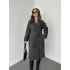 Antrasit Kruvaze Oversize Premium Kalite Kuşaklı Tam Boy Uzun Kaşe Mont