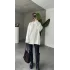 Beyaz Bisiklet Yaka Tam Salaş Oversize Uzun Triko Kazak