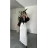 Beyaz Keten Basic Pileli Yazlık Uzun Etek