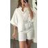 Beyaz Oversize Keten Şort & Gömlek İkili Takım