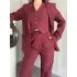 Bordo Double Yelek-Pantolon-Blazer Ceket 3lü Set Takım