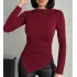 Bordo Zr Model Asimetrik Kesim Drapeli Büzgülü Candy Body Bluz