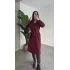 Bordo Kruvaze Oversize Premium Kalite Kuşaklı Tam Boy Uzun Kaşe Mont