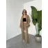 Haki Tek Düğmeli Blazer Ceket&Palazzo Pantolon İkili Takım
