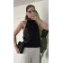 Kadıın Siyah Degaje Yaka Sırt Dekolteli Saten Bluz