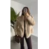 Kadın Bej Kürk Mont Kışlık Peluş Şık Model