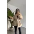 Kadın Krem Kemerli Kolları Kürk Detaylı Kaşe Kaban Kışlık