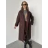 Kahverengi Kruvaze Oversize Premium Kalite Kuşaklı Tam Boy Uzun Kaşe Mont