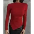 Kırmızı Zr Model Asimetrik Kesim Drapeli Büzgülü Candy Body Bluz