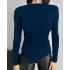 Lacivert Zr Model Asimetrik Kesim Drapeli Büzgülü Candy Body Bluz