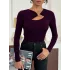Mor Gold Aksesuarlı Göğüs Dekolteli Uzun Kollu Candy Body Bluz
