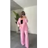 Pembe Astarlı Yazlık Ceket-Keten Palazzo Pantolon İkili Takım