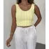 Sarı Jakarlı Sırt Dekolteli Crop Bluz
