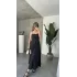 Siyah İp Askılı Gipeli Jessica Astarlı Maxi Elbise