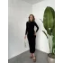Siyah Vucudu Saran Büzgülü Drapeli Tam Boy Uzun Kollu Candy Elbise