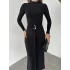 Siyah Zr Model Bisiklet Yaka Aksesuarlı Kuşaklı Midi Boy Candy Elbise