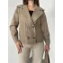 Vizon Kısa Kruvaze Oversize Astarlı Cepli Kaşe Ceket Mont