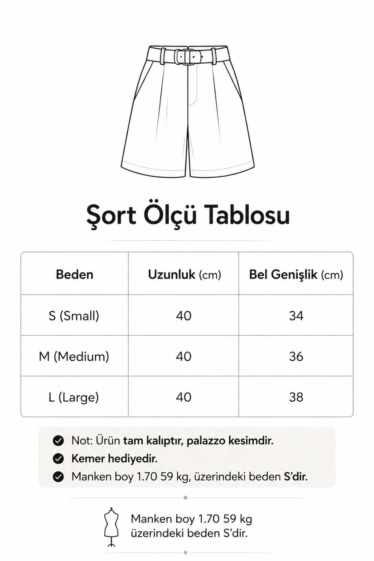 Kadın Siyah Kemerli Yüksek Bel Pileli Şort – Şık Ofis Casual Yazlık Kumaş Şort