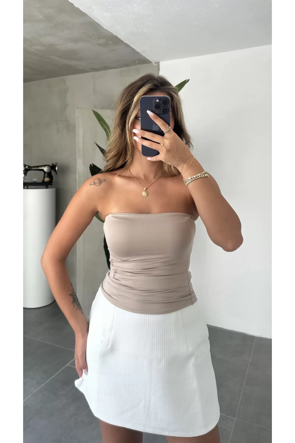 Krem Straplez Crop Top