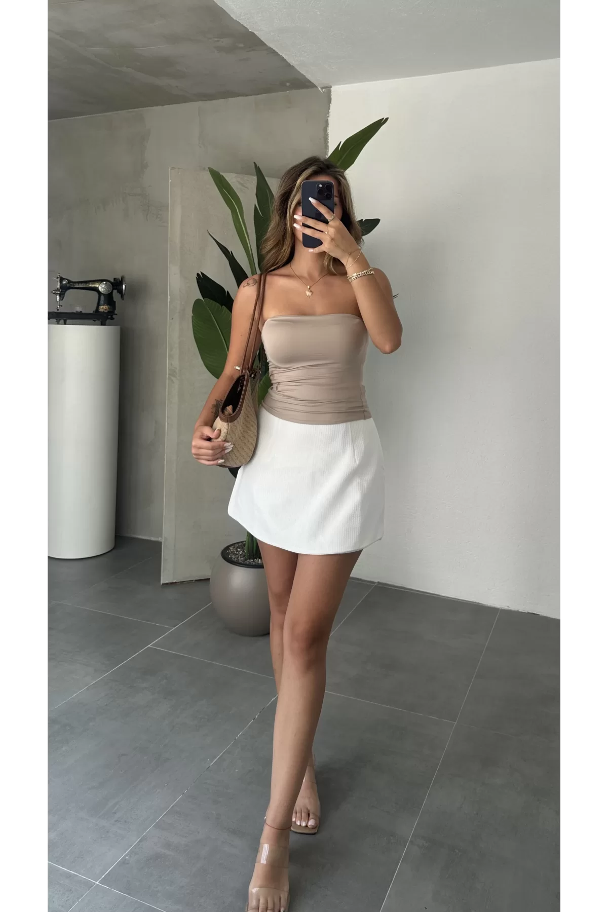 Krem Straplez Crop Top
