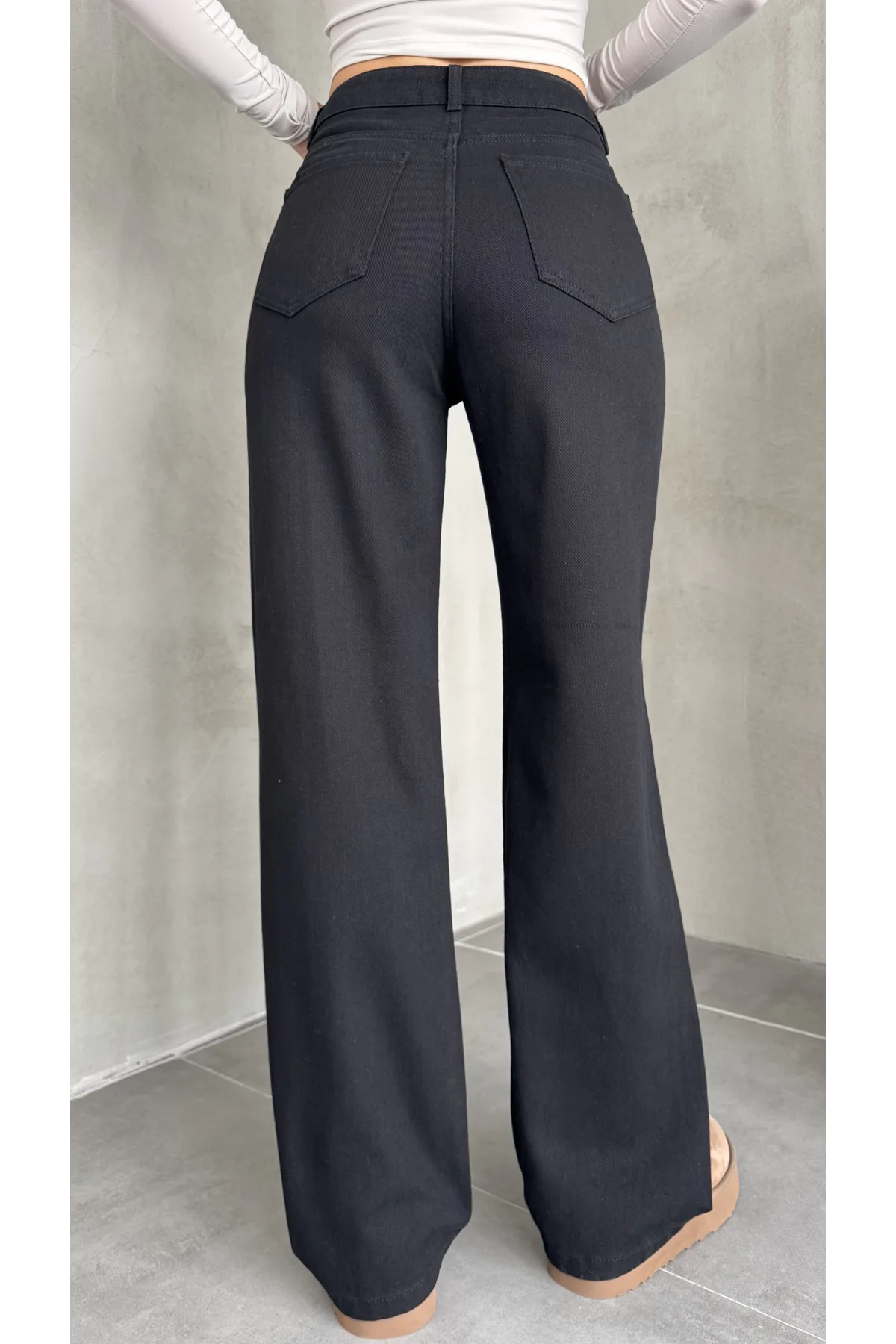 Siyah Baggy Geniş Paça Yüksek Bel Wide Leg Jean Kot Pantolon