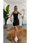 Kadın Siyah Halter Yaka Boyundan Geçirmeli Sırt Dekolteli Mini Elbise