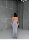 İp Askılı Degajeli Sırt Dekolteki Tam Boy Candy Elbise