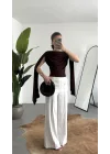 Kadın Siyah Degaje Yaka Pelerin Detaylı Drapeli Bluz