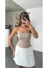 Krem Straplez Crop Top