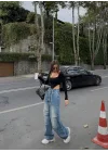 Mavi Çok Cepli Retro İpli Yıkamalı Baggy Geniş Paça Yüksek Bel Oturtmalı Jean Kot Pantolon