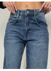 Mavi Yıkamalı Süper Baggy Ektra Geniş Paça Yüksek Bel Jean Kot Pantolon