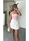Pembe Straplez Crop Top