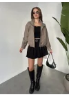 Pitikare Kısa Fermuarlı Oversize Ceket