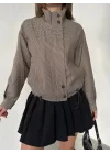 Pitikare Kısa Fermuarlı Oversize Ceket