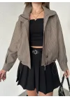Pitikare Kısa Fermuarlı Oversize Ceket