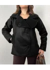 Siyah Düğmeli İçi Yünlü Vintage Oversize Süet Ceket Mont